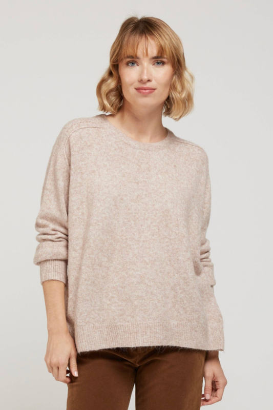 LANNA - Oversized Openwork Shoulder Sweater