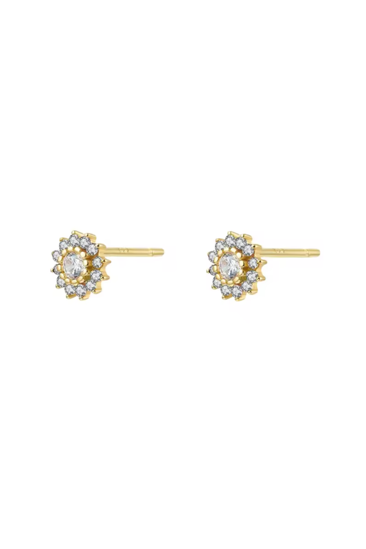 Sterling Silver Geometric Zirconia Stud Earrings