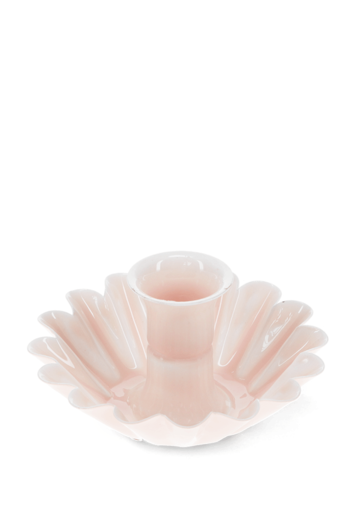 Rex London UK - Enamel Cupped Flower Candle Holder - Pink