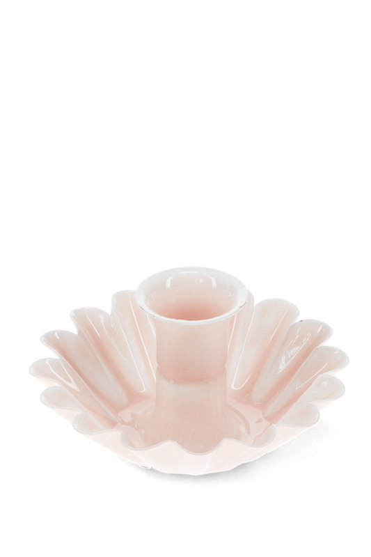 Rex London UK - Enamel Cupped Flower Candle Holder - Pink