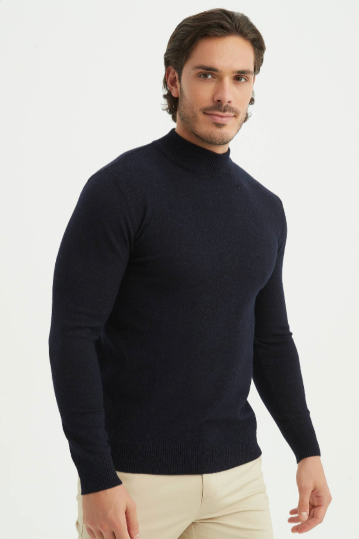 High Neck Sweater - Navy Blue