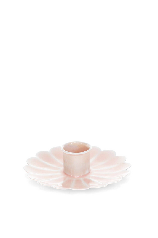 Rex London UK - Enamel Flat Flower Candle Holder - Soft Pink