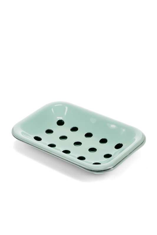 ARex London UK - Two-Part Enamel Soap Dish - Light Green