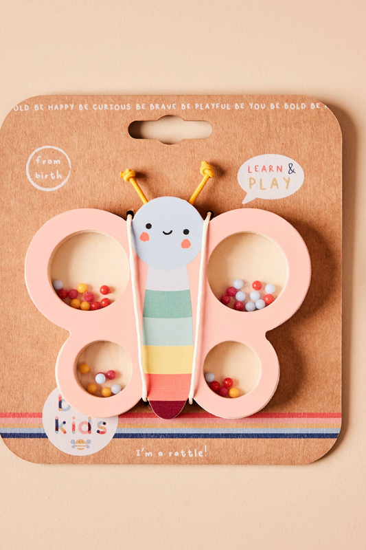  Wooden Butterfly Rattle 