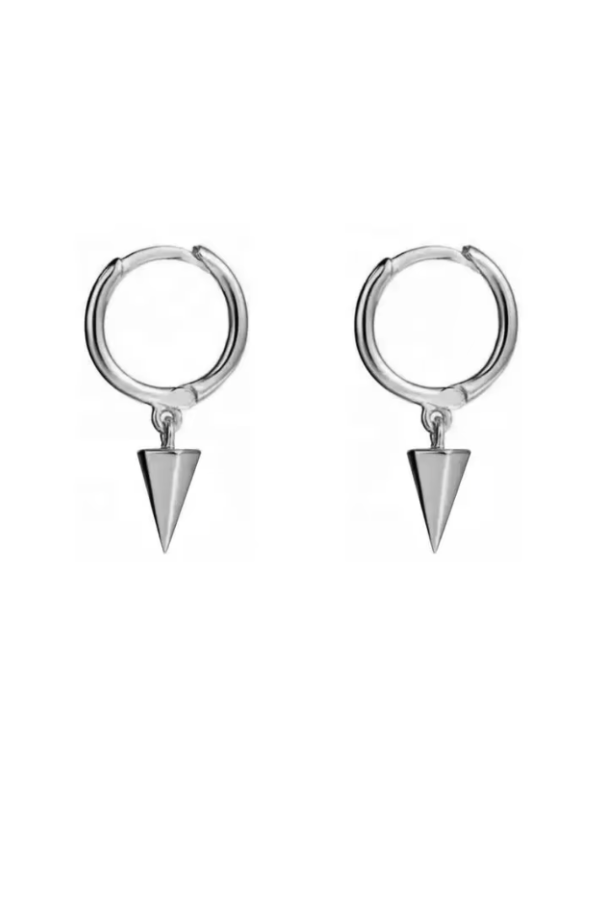 Sterling Silver Spike Huggie Hoop Earrings
