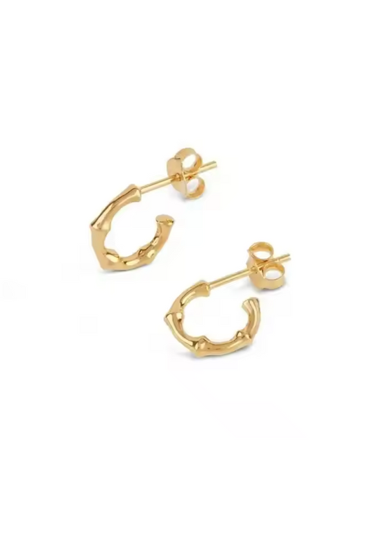 Sterling Silver Bamboo Open Hoop Earrings