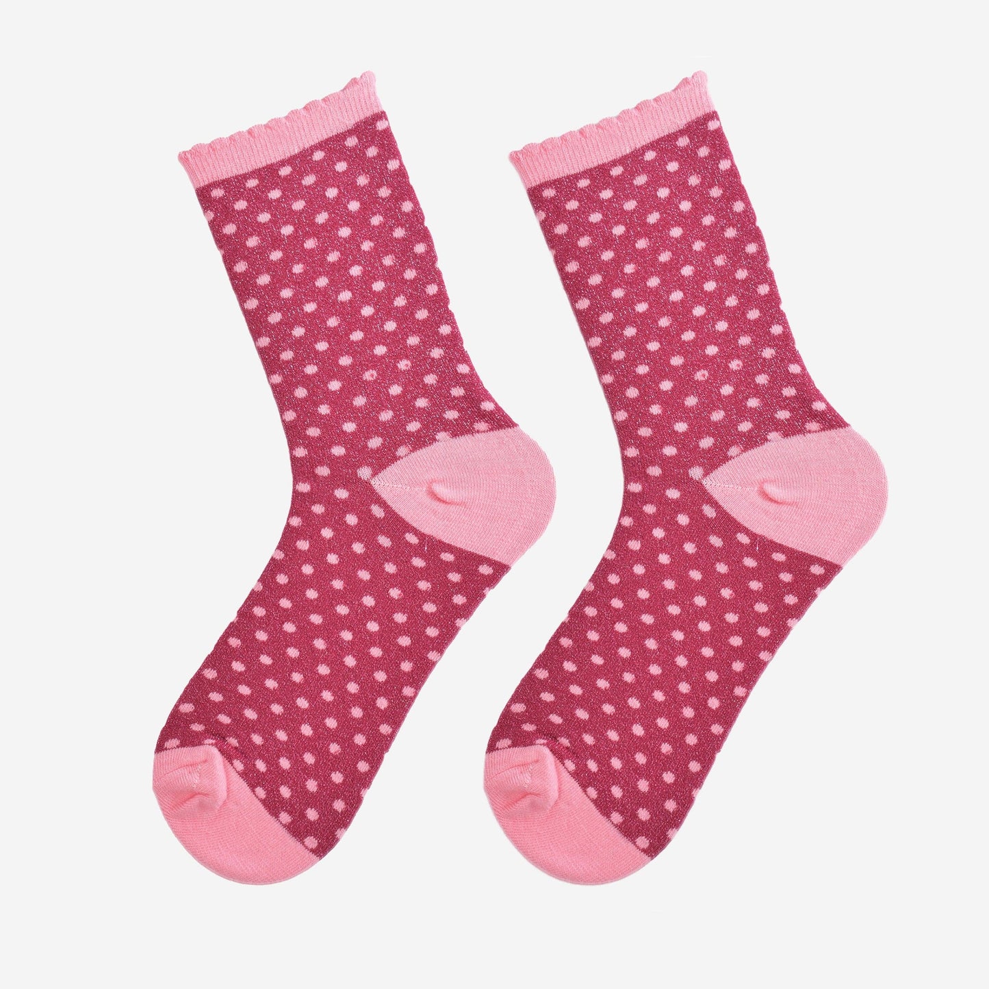 Polka Dot Glitter Socks - Berry/Pink