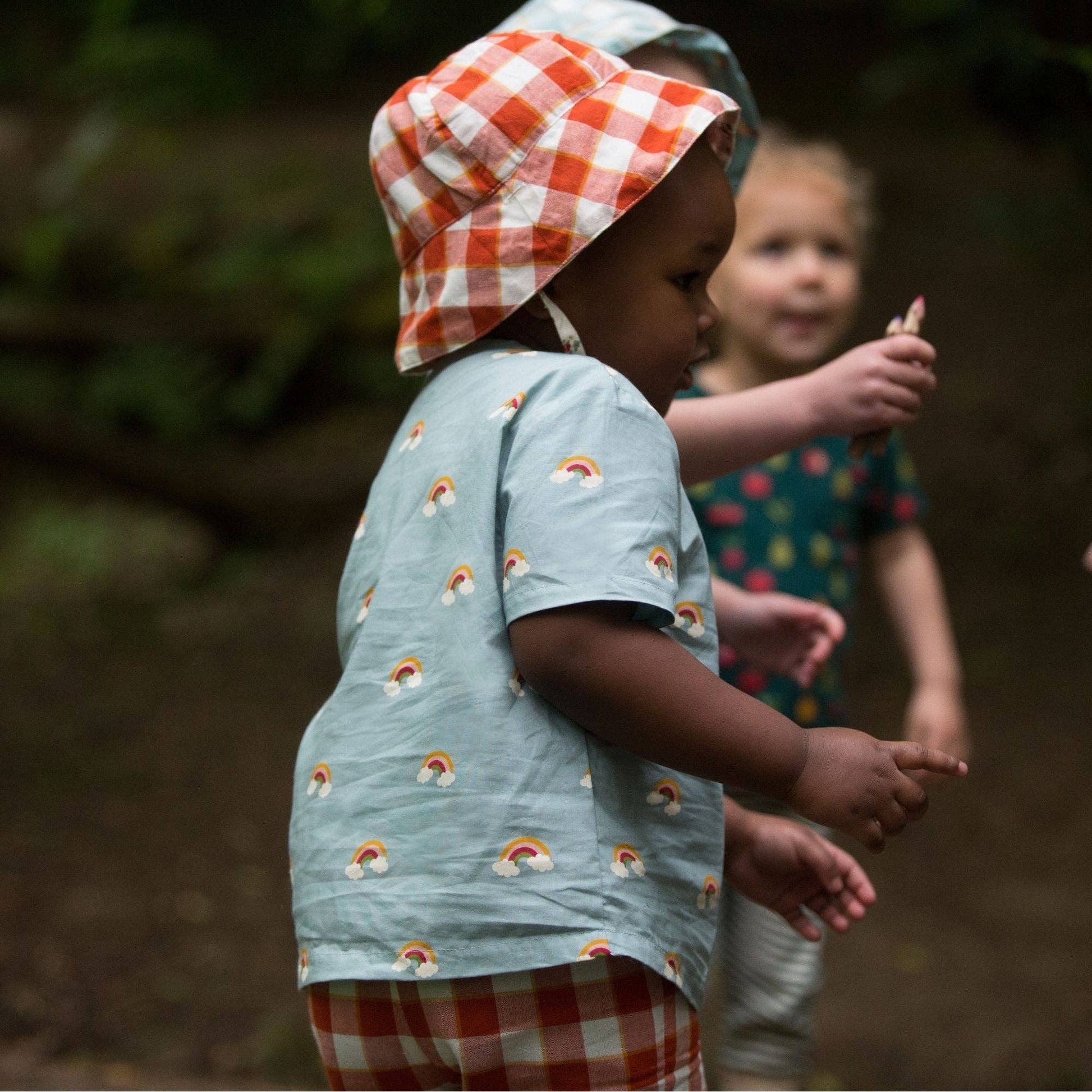 Gingham/Spring Flowers Reversible Sunhat