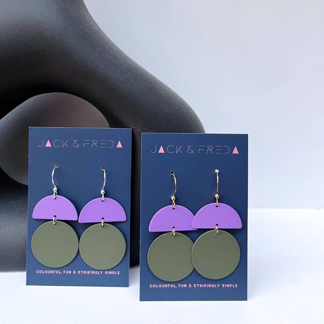 Orla Earrings - olive & lilac