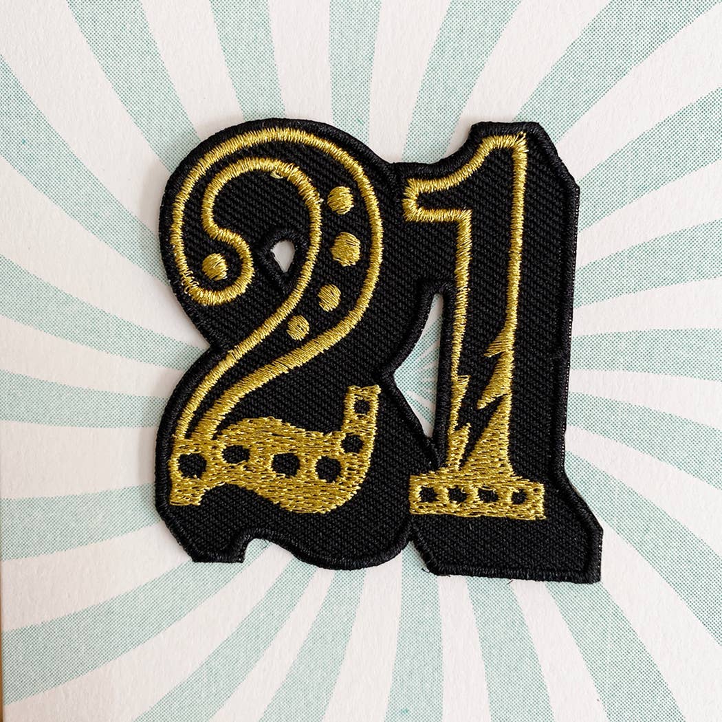 21 Year Old Iron on Patch Birthday Card