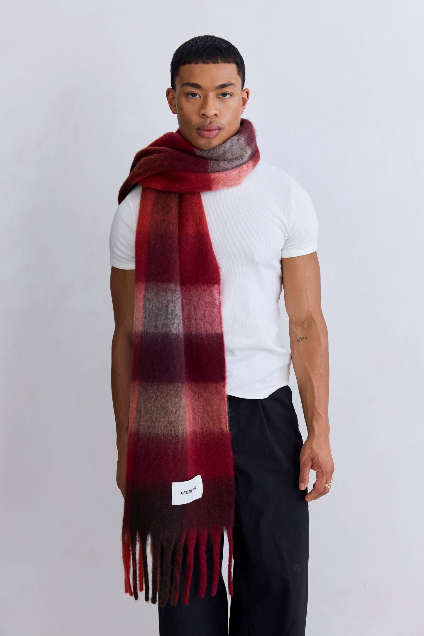 The Reykjavik Scarf - 100% Recycled - Burgundy Check