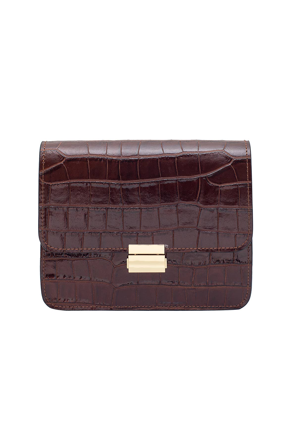Italian Croc-Embossed Leather Messenger Bag
