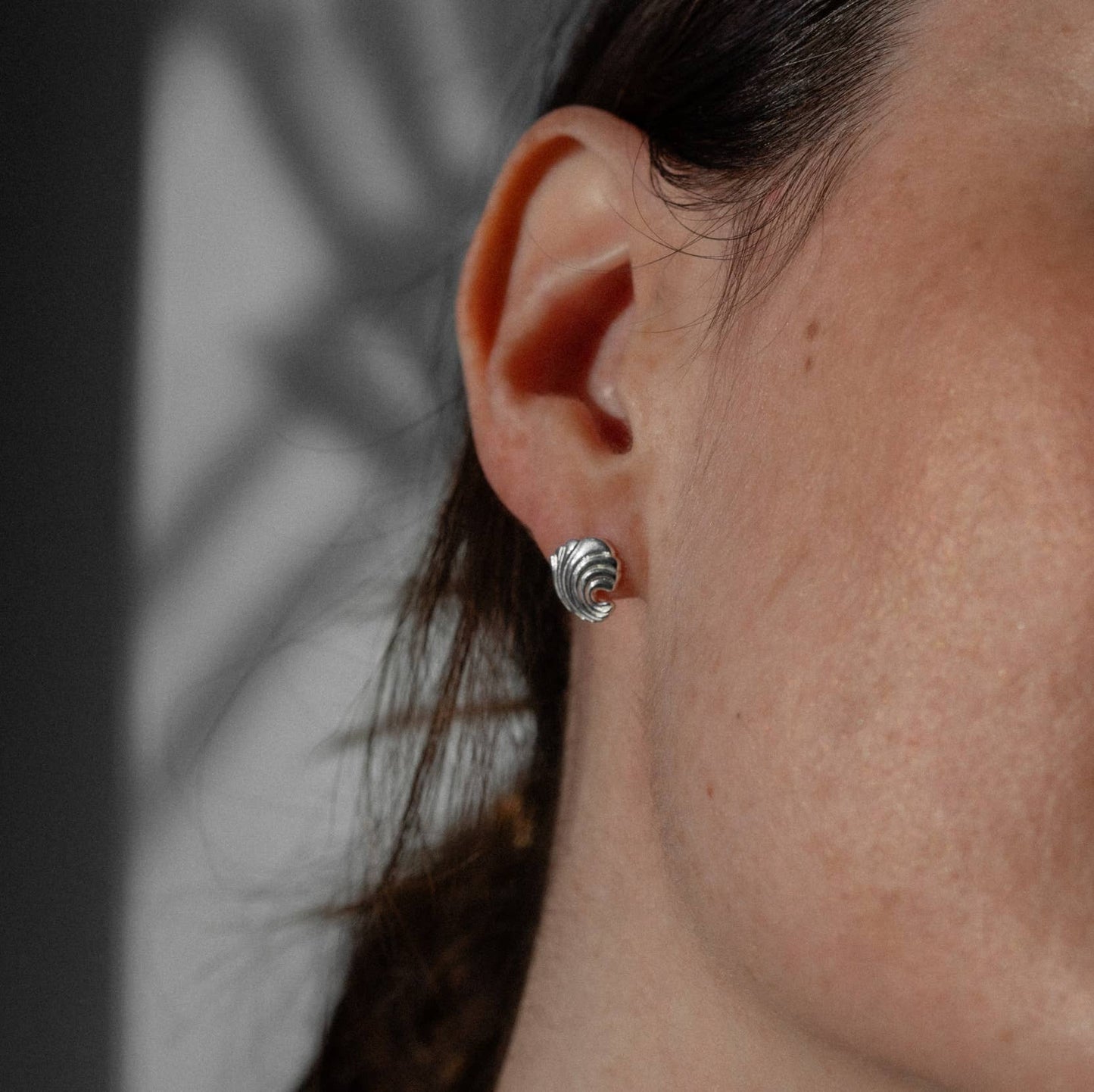 One & Eight - Silver Ripple Studs