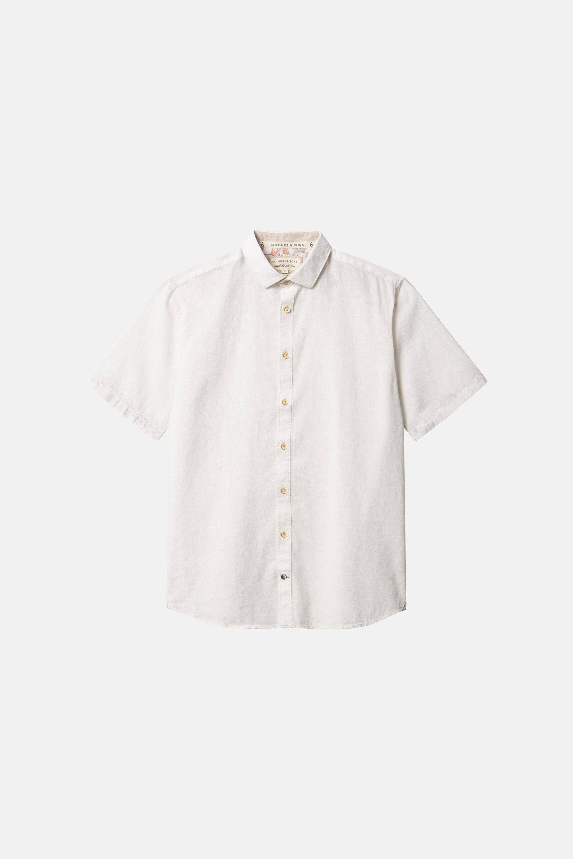 Basic linen shirt short sleeve - Off White
