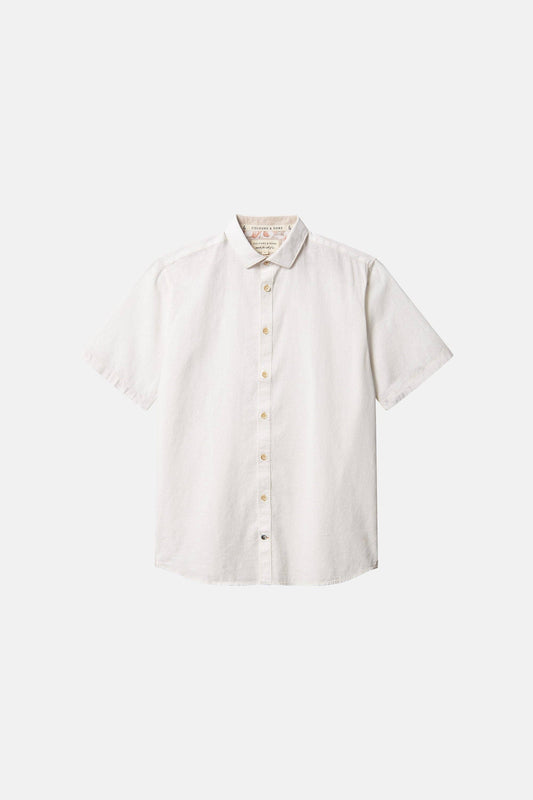 Basic linen shirt short sleeve - Off White