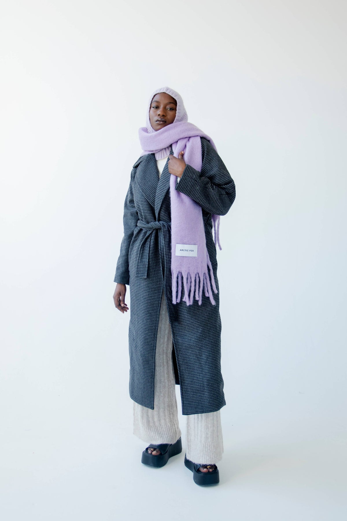 The Alpaca Balaclava Fitted Hood - Lilac