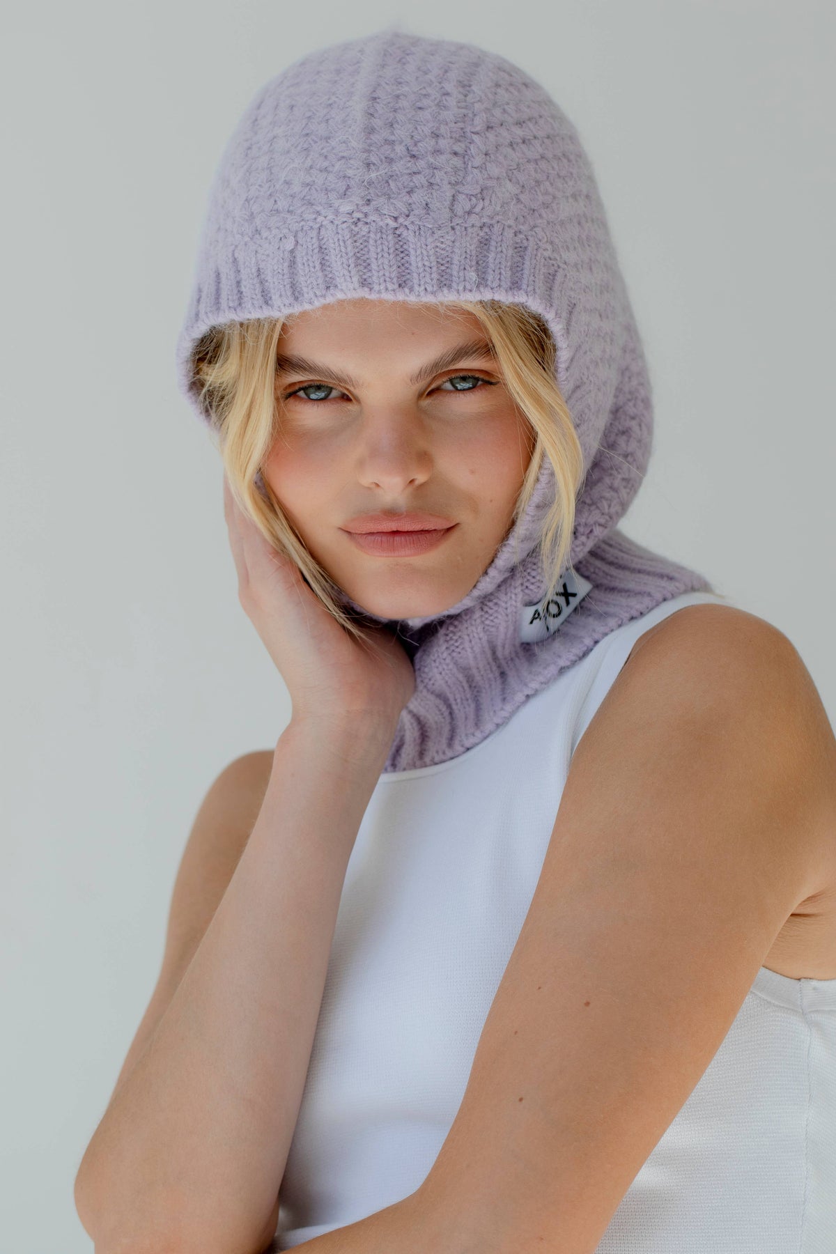 The Alpaca Balaclava Fitted Hood - Lilac