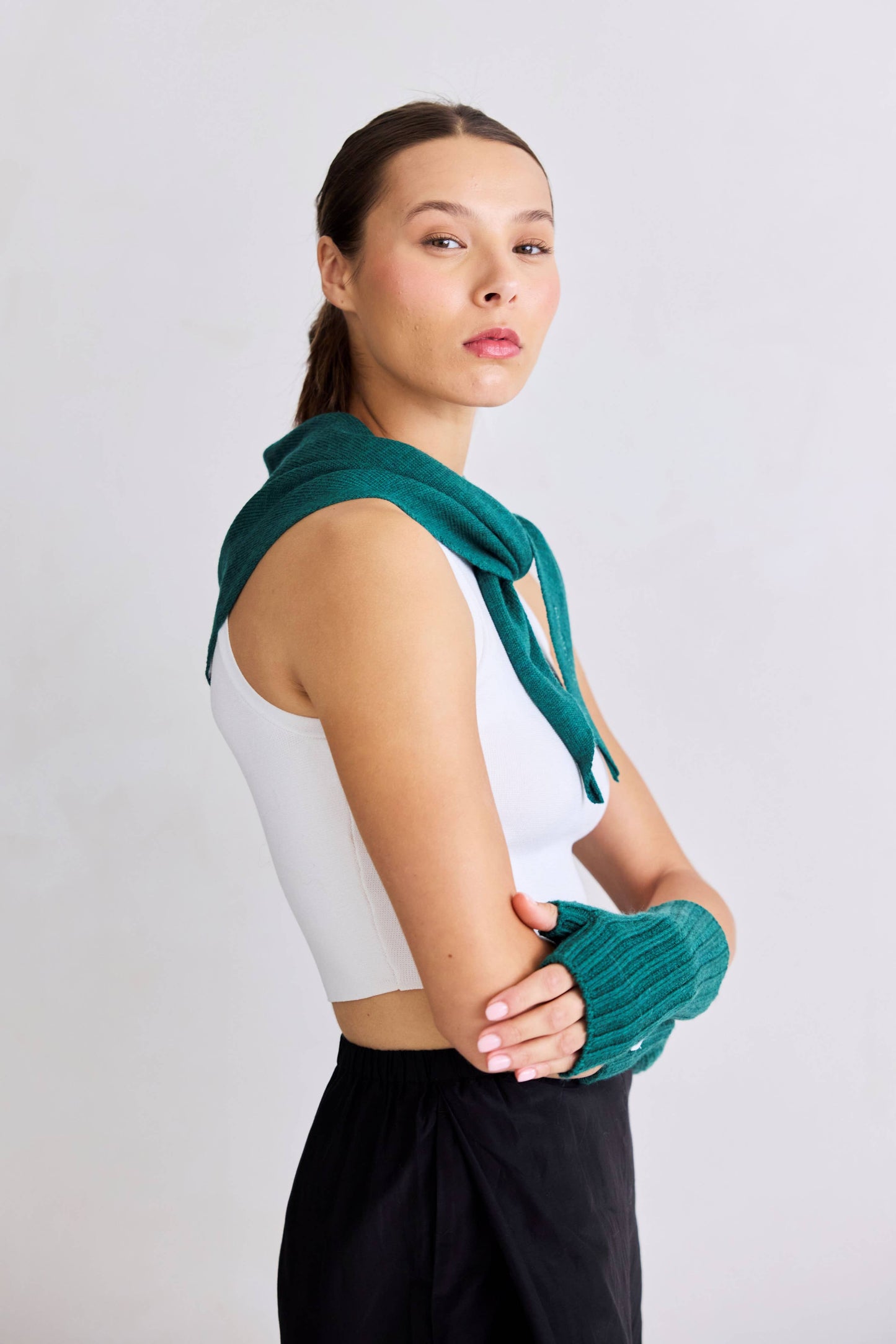 Merino Wool Fingerless Gloves - Alpine Fern