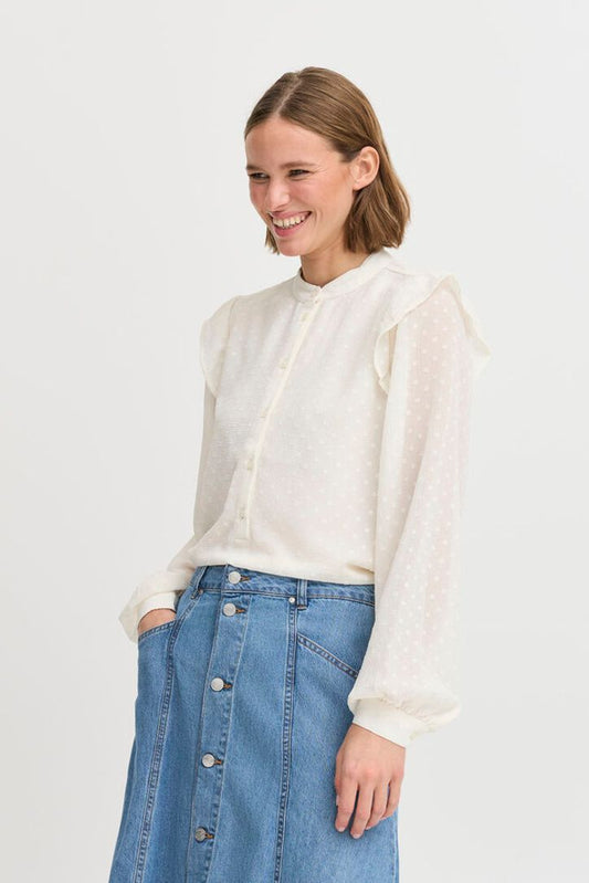 Polka Dot Blouse - Birch White