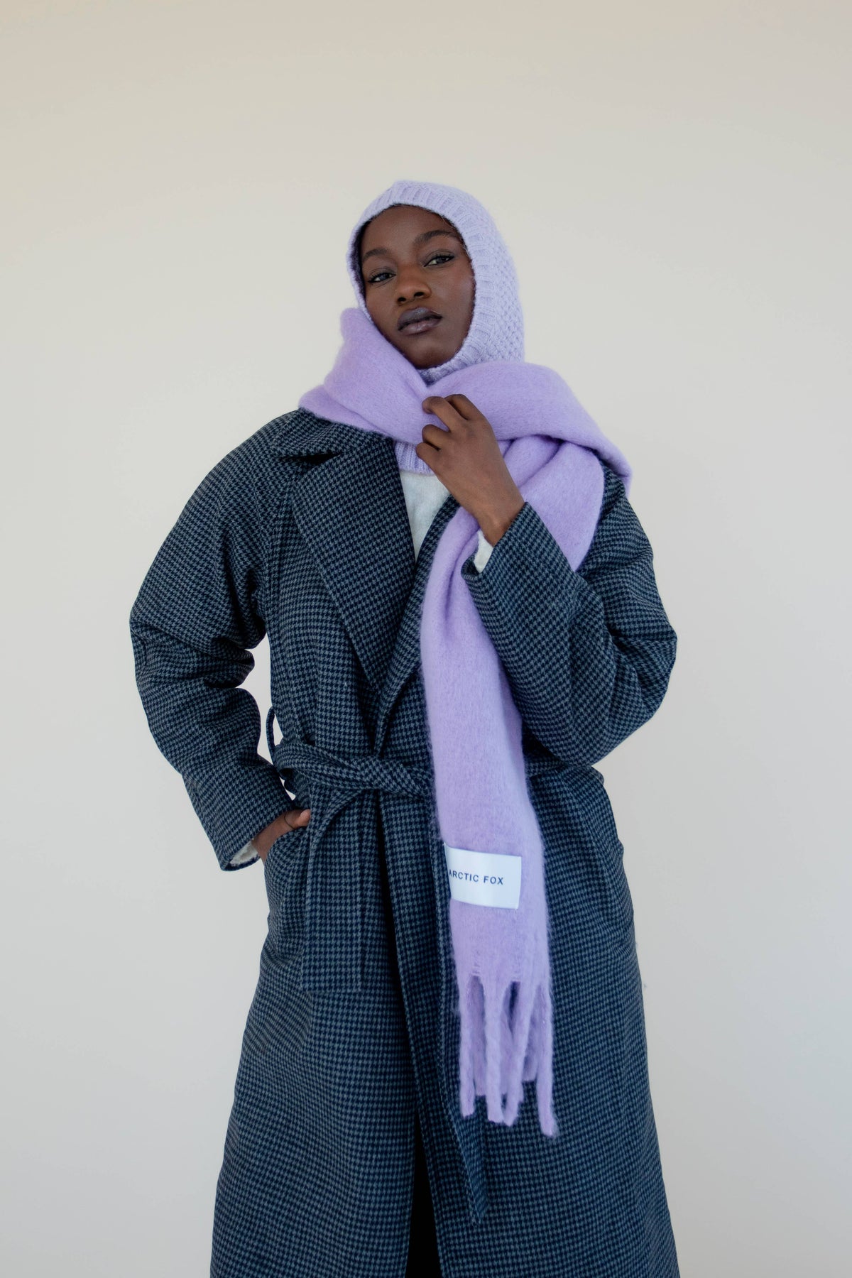 The Alpaca Balaclava Fitted Hood - Lilac