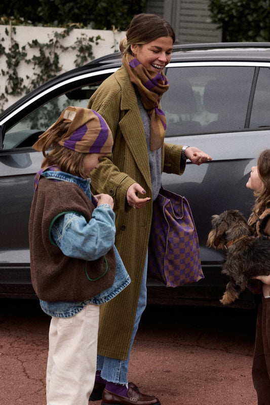 Gabrielle X Horty Purple Zebra Wool Scarf