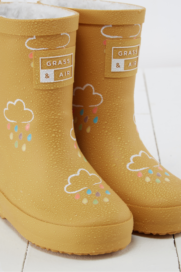 Colour-Changing Kids Wellies - Mustard Yellow