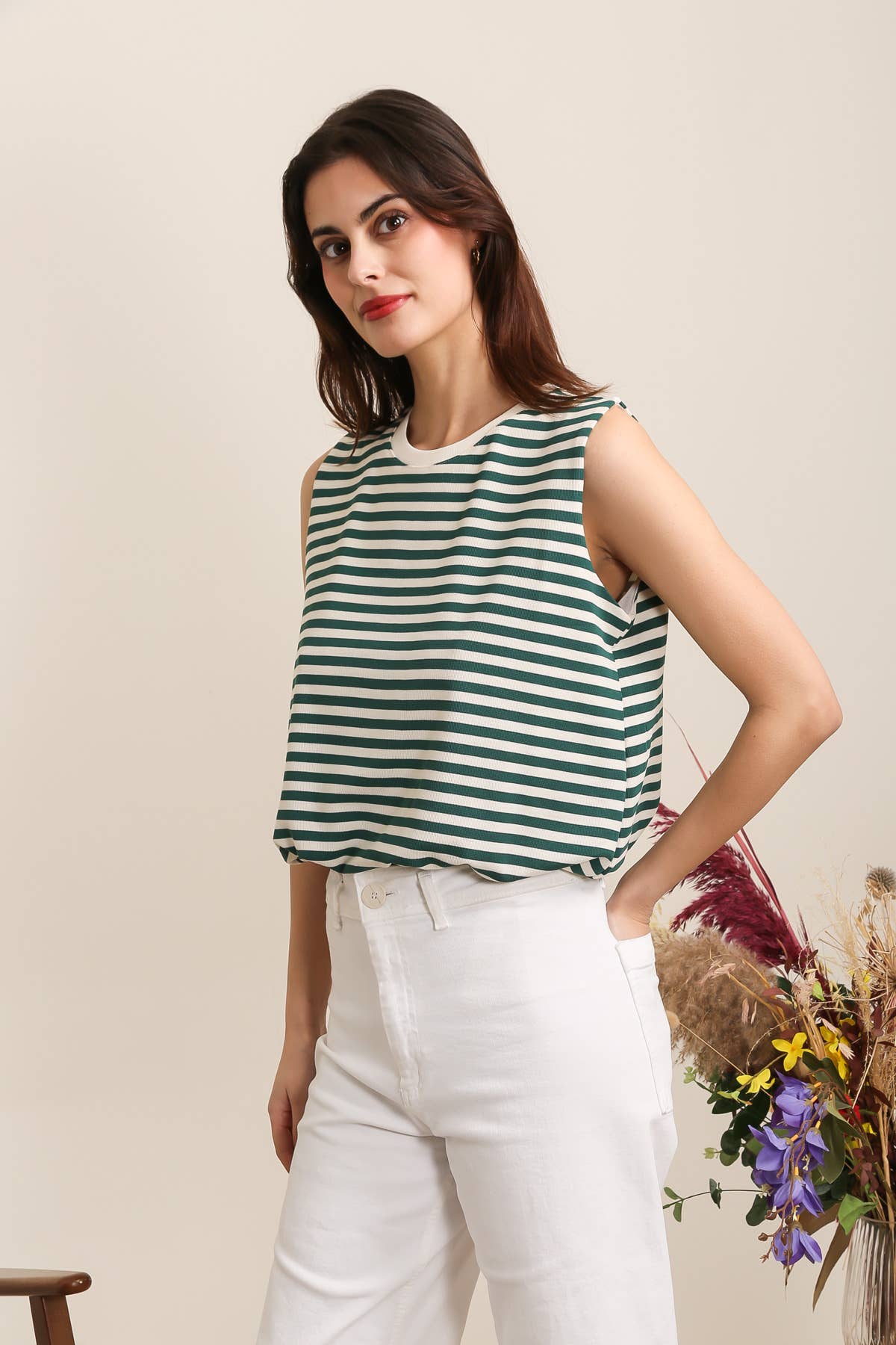 Striped Sleeveless T-Shirt