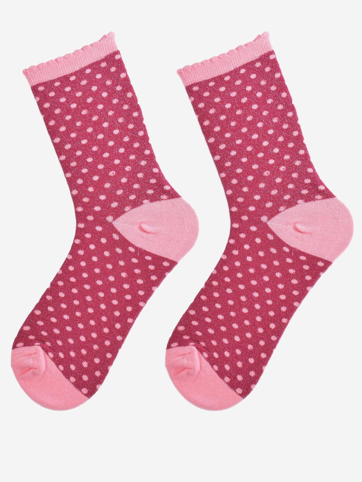 Polka Dot Glitter Socks - Berry/Pink