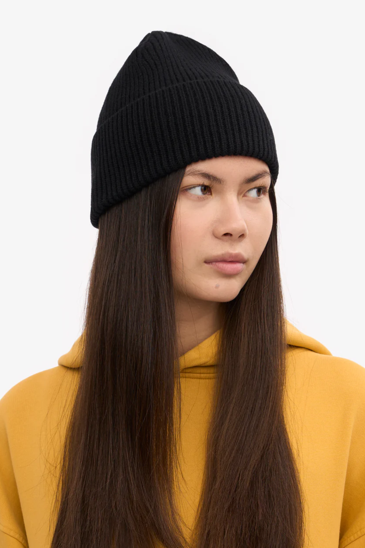 Black unisex wool beanie hat