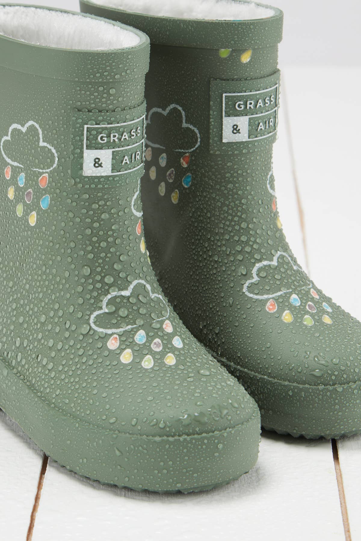 Colour-Changing Kids Wellies - Khaki Green