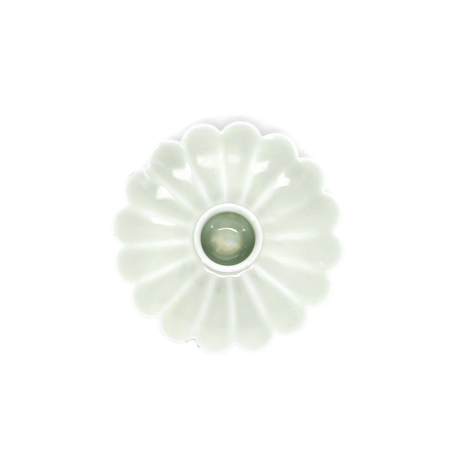 Rex London UK - Enamel Flat Flower Candle Holder - Light Grey/Green