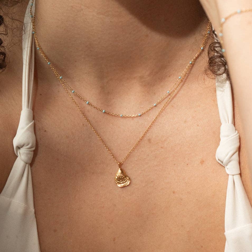 One & Eight - Sky Blue Enamel Necklace