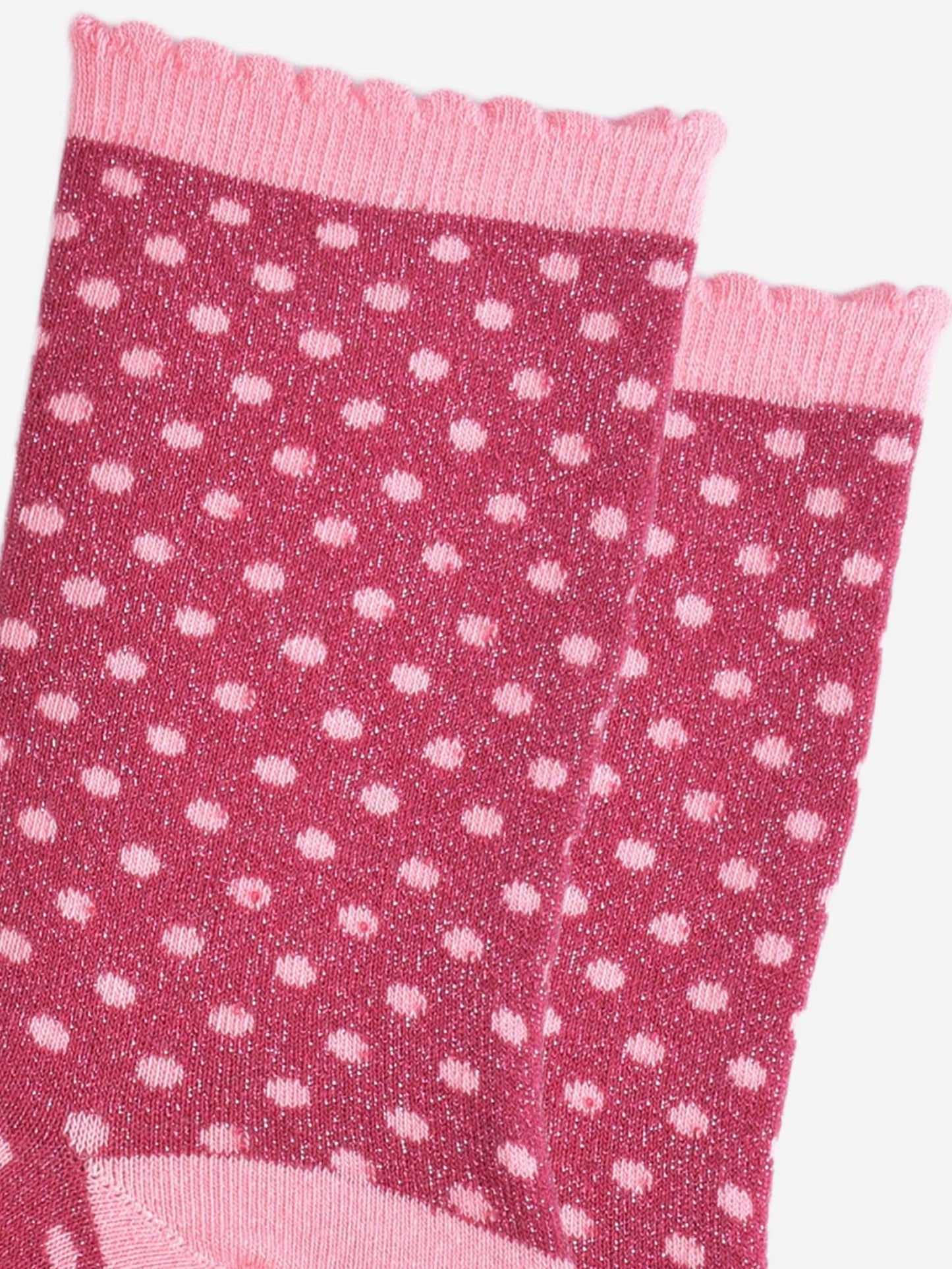 Polka Dot Glitter Socks - Berry/Pink