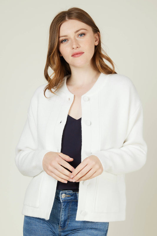 GILIAN Cream Teddy style cardigan