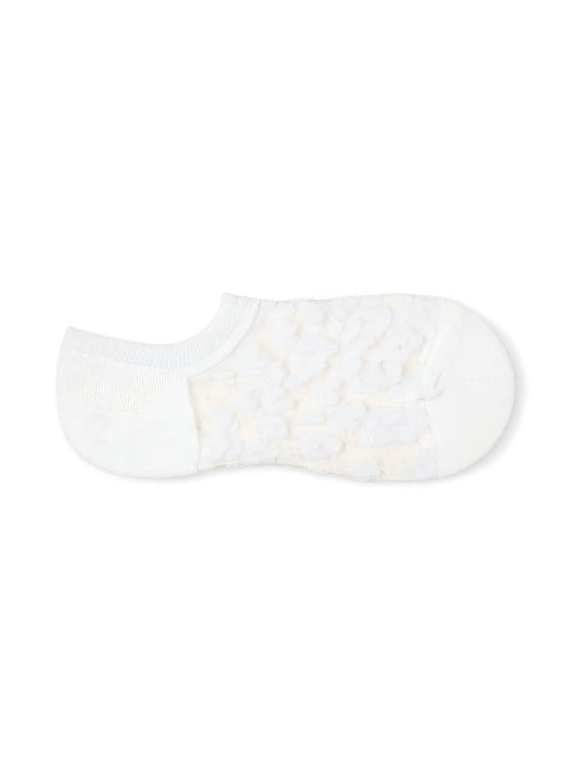 White leopard rint sheer no show socks