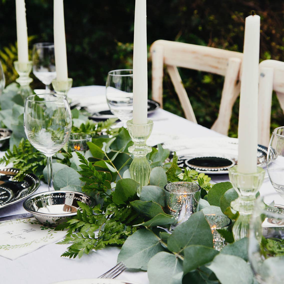 Light Green Glass Candlestick Holder