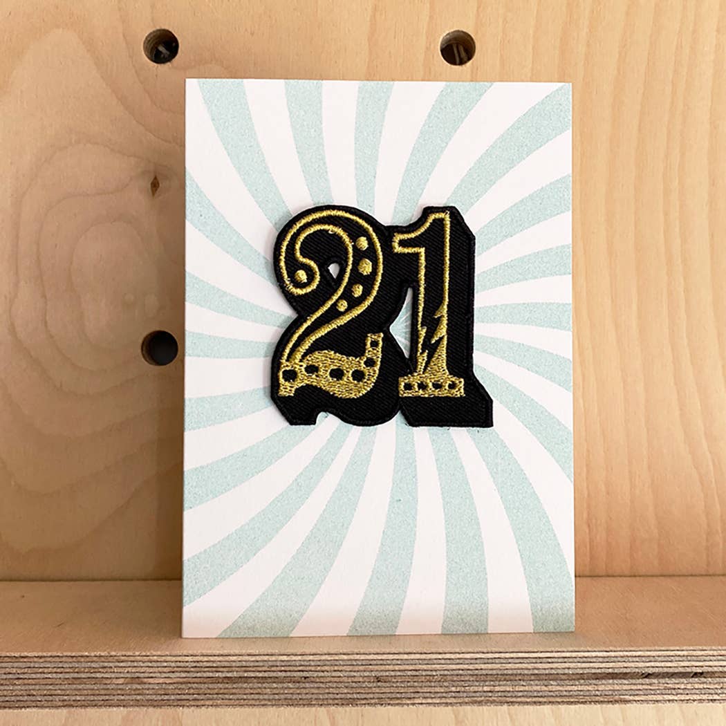 21 Year Old Iron on Patch Birthday Card