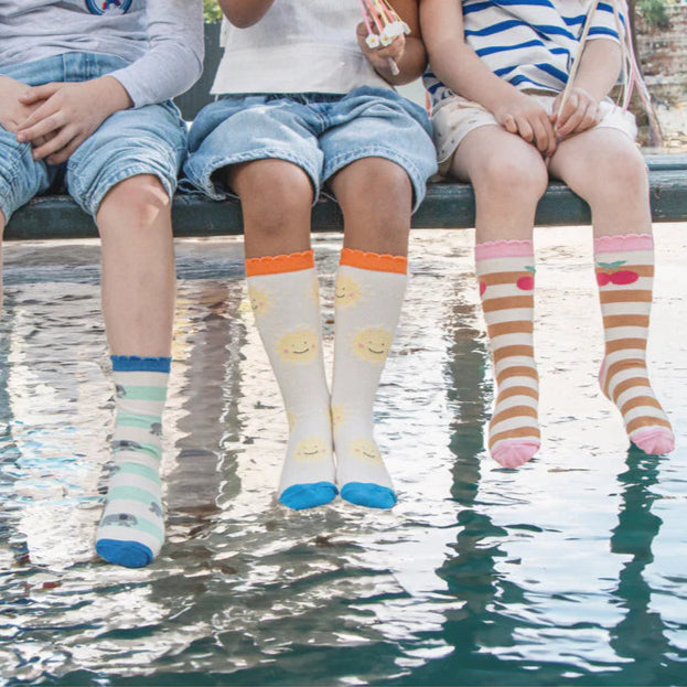 Stripy Cherry & Hearts Socks (2 Pack)