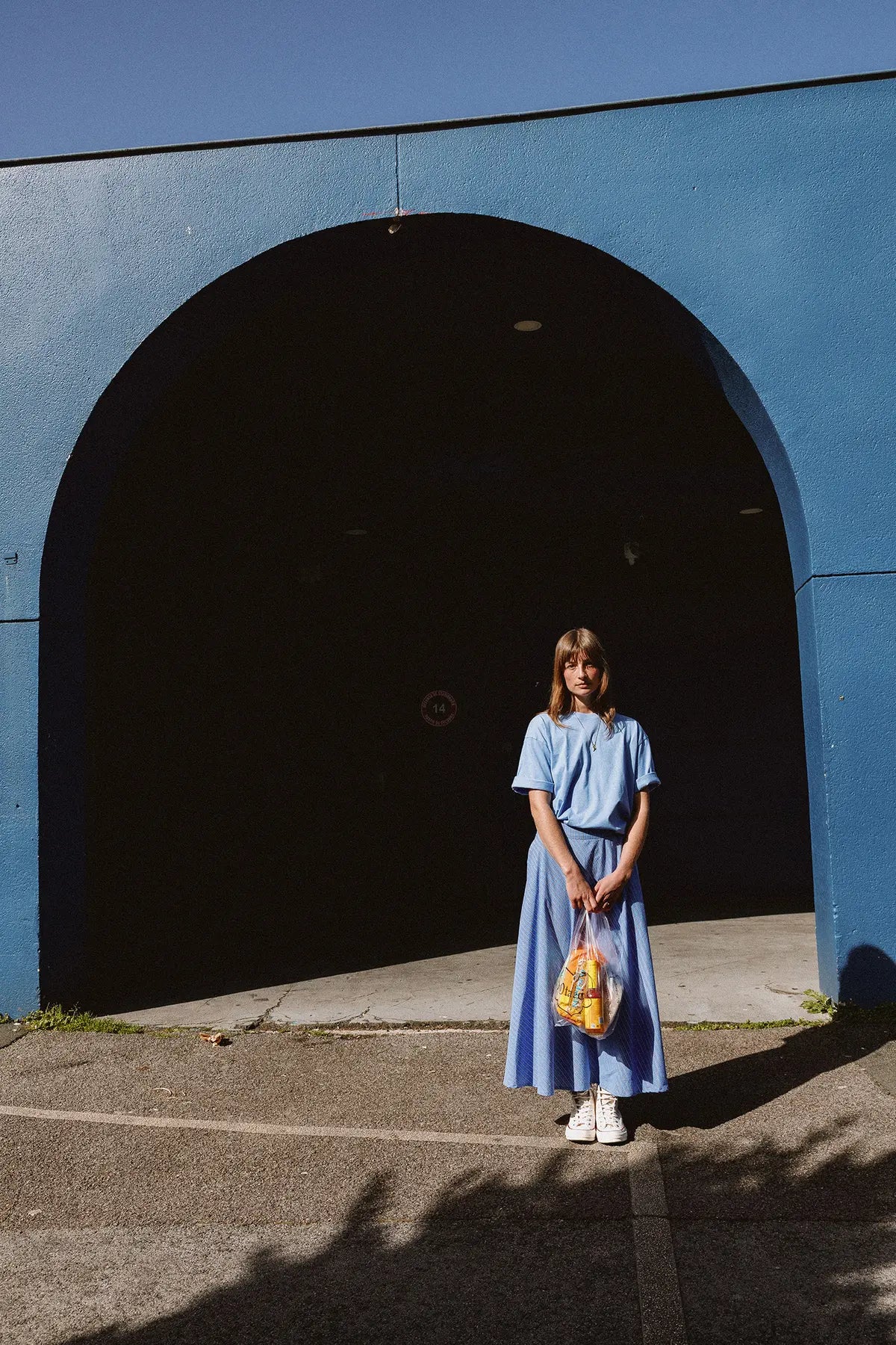 Striped Poplin Cape Skirt